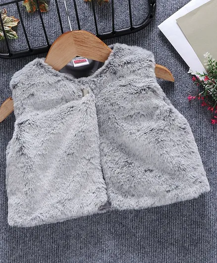 Babyhug Sleeveless Winter Wear Shrug - Grey
