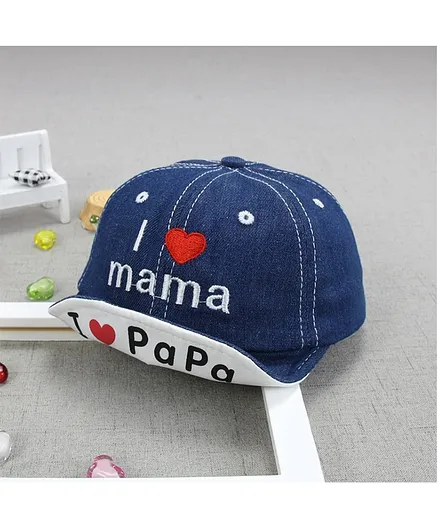 Ziory Papa Embroidered Denim Summer Cap - Navy Blue