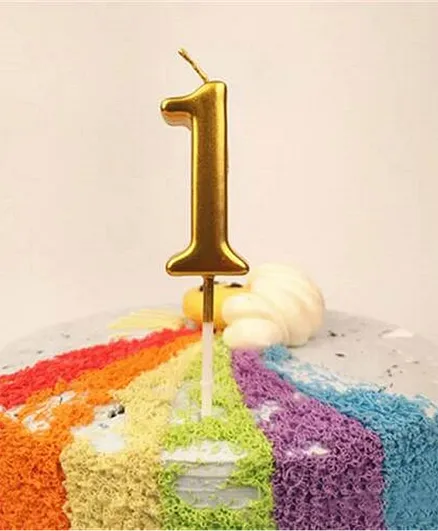 Funcart Numerical Cake Topper Candle Number 1 - Golden