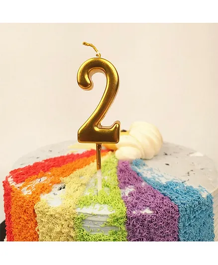 Funcart Numerical Cake Topper Candle Number 2 - Golden