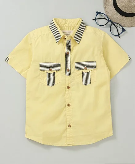 TONYBOY Printed Half Sleeves Boys Shirt - Yellow