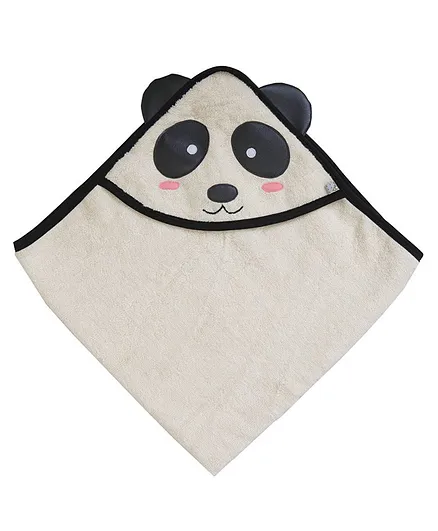 Mi Dulce An'ya Organic Terry Hooded Towel Panda Design - White Black