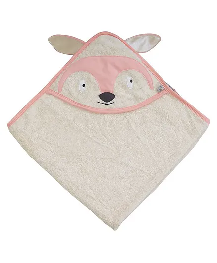 Mi Dulce An'ya Organic Terry Hooded Towel Fox Design - Pink