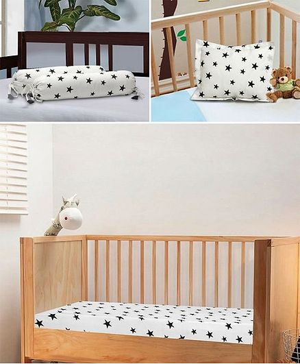 The Baby Atelier Organic Baby Bedding Set Star Print White