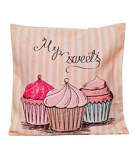 Little Nests Cupcake Printed Cushion Cover - Multicolour