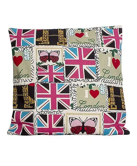 Little Nests Flag Printed Cushion Cover - Multicolour