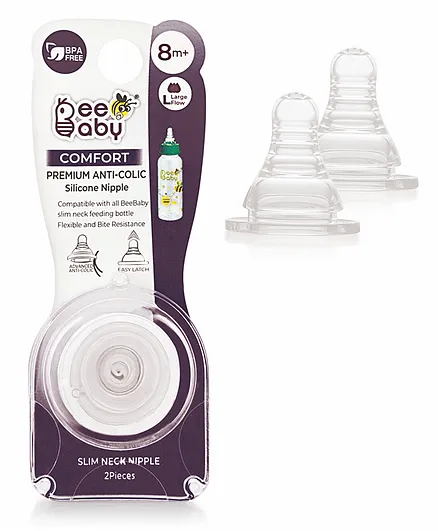 Beebaby Peristaltic Silicone Teat Fast Flow - Pack of 2
