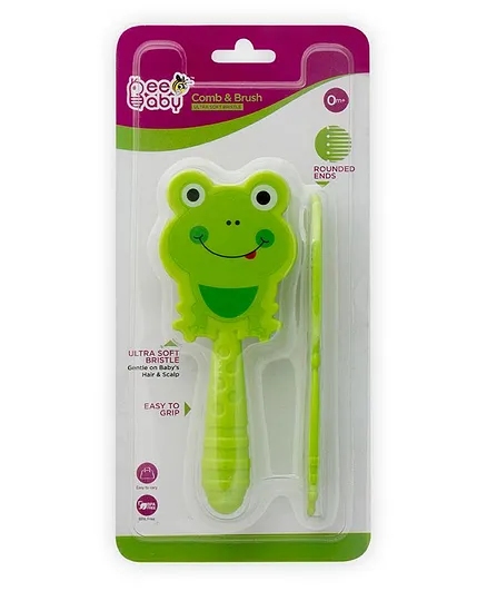 Beebaby Frog Shaped Soft Brush and Comb Set - Green