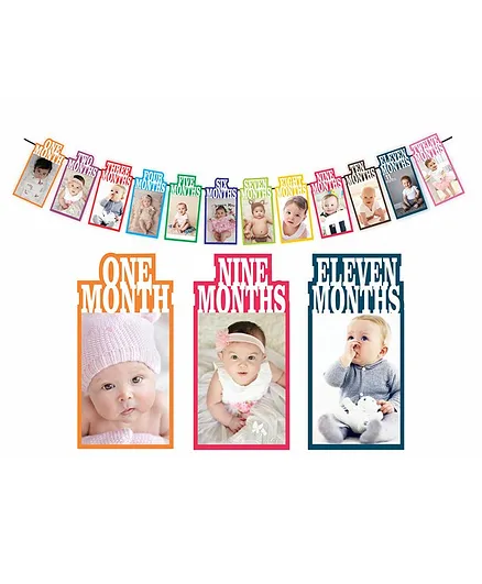 Syga 1 to 12 Month Photo Banner With Writing Space At The Back Rainbow Color Theme - Multicolor