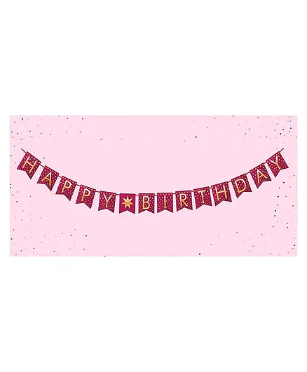 Syga Happy Birthday Banner Star Design - Pink