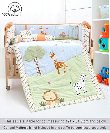 Babyhug Premium Crib Bedding Set Jungle Theme Small Pack Of 6