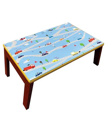 Kidoz Wooden Car Printed Bed Table - Light Blue