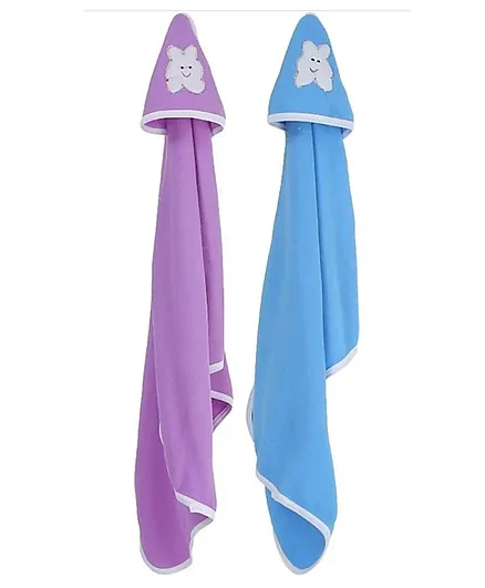 Brandonn Hooded Blanket Animal Patch Pack of 2 - Blue Purple