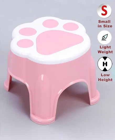 Lightweight Plastic Stool With Paw Design - Pink