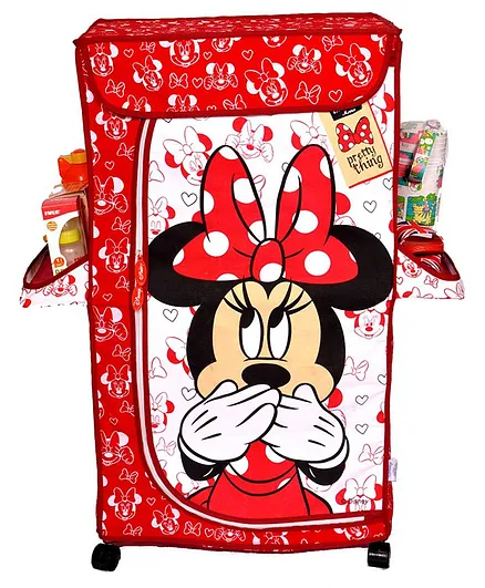 Disney By Kudos Minnie Mouse Almirah with 3 Shelves - Red