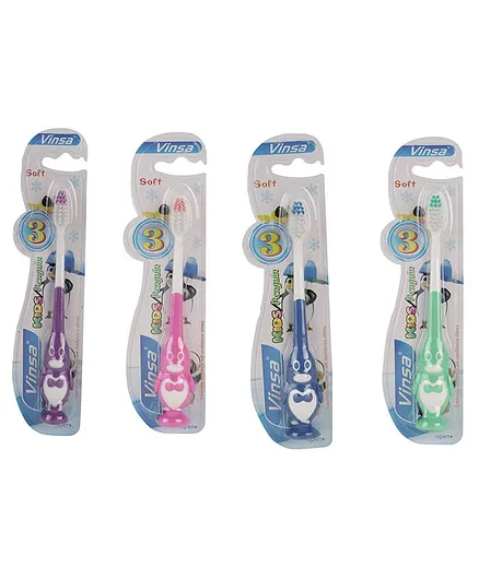 Passion Petals Penguin Design Toothbrush (Colour May Vary) - Set Of 4