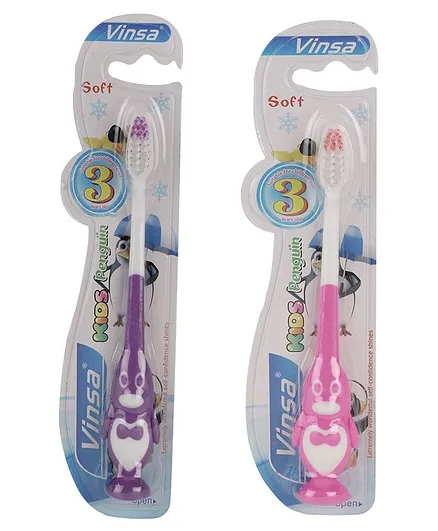 PASSION PETALS Toothbrush Penguin Design Set Of 2(Colour May Vary)