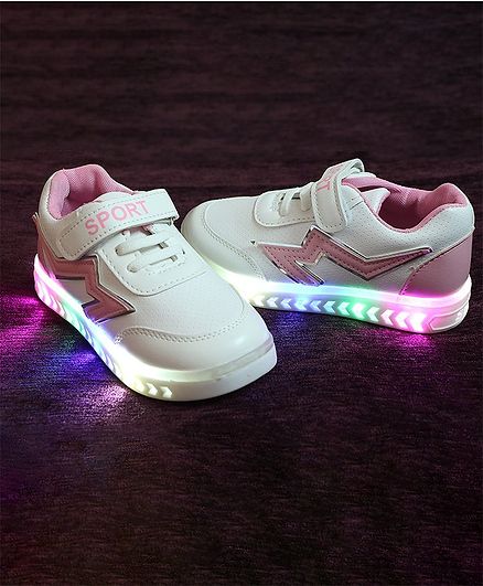 Patch Velcro Closure Led Shoes - Pink 