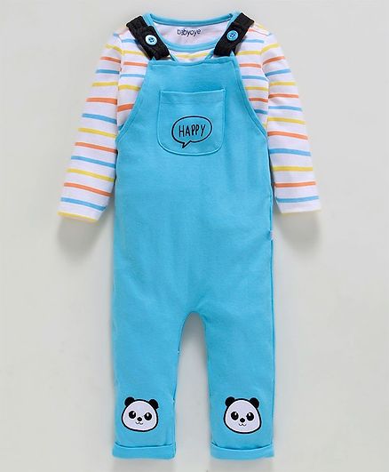 Baby Boys Blue Dungarees with Knee Patches and Kangaroo Pocket