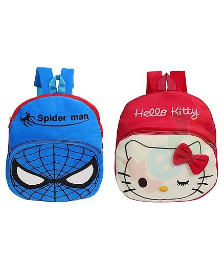 O Teddy Plush Spider Man Kitty School Bag Pack Of 2 Blue Red Height 14 9 Inches Online In India At Best Price From Firstcry 2826191