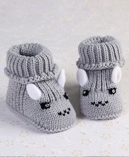 Buy Cute Walk By Babyhug Winter Booties Animal Motif Grey