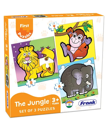Frank Play And Learn The Jungle Jigsaw Puzzle Multicolour Set of 3 - 15 Pieces 