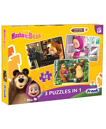 Frank Masha And The Bear 3 in 1 Jigsaw Puzzle Multicolour Set of 3 - 48 Pieces