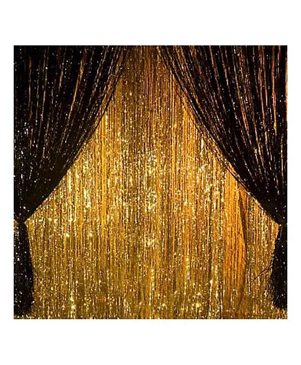 Balloon Junction Shimmer Foil Curtains Golden and Black - Pack of 5