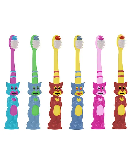 Buddsbuddy Tom Shaped Toothbrushes Pack of 5 - Multicolor
