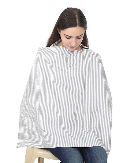 Lulamom Mother's Striped Feeding & Nursing Cover - Grey