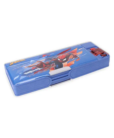 Marvel Spider Man Dual Compartment Magnetic Pencil Box - Blue