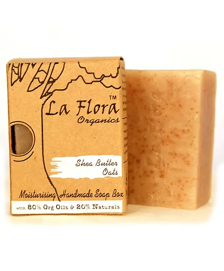 La Flora Organics Shea Butter & Oats Nourishing Handmade Soap Bar - 100 gms