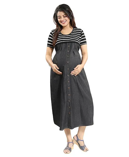 Mamma's Maternity Striped Half Sleeves 
