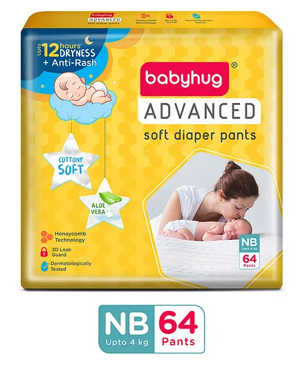 Babyhug Advanced Pant Style Diapers New Born - 64 Pieces