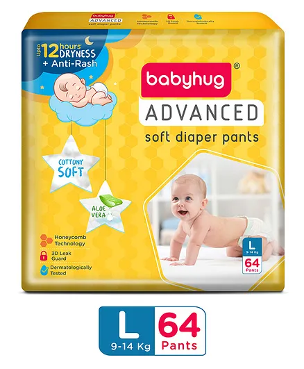 Babyhug Advanced Pant Style Diapers Large - 64 Pieces