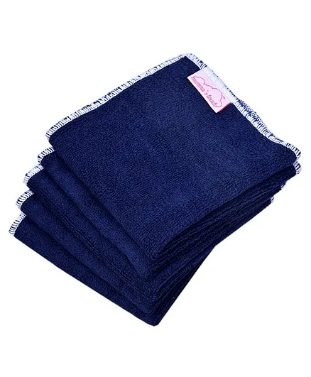 Mumma's Touch Bamboo Baby Face Towel Set of 5 - Navy Blue with White Border