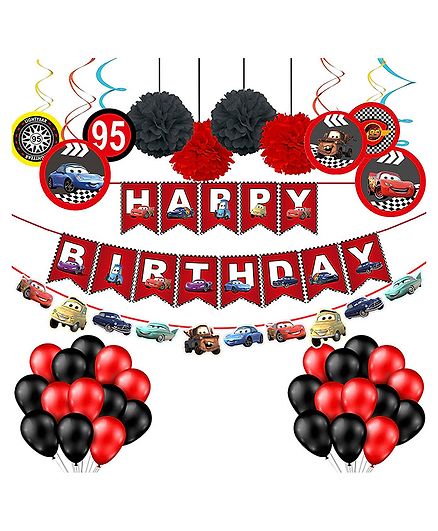 Party Propz Happy Birthday Car Theme Decoration Combo Multicolor