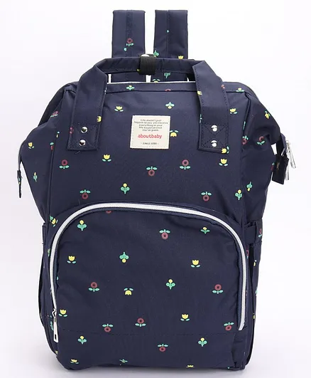 Backpack Diaper Bag Floral Print - Navy Blue