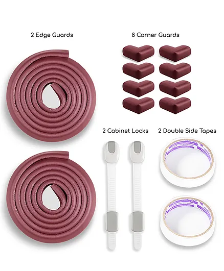 BabyPro Combo Pack of 2 Edge Guards 6.5 ft each 8 Corner Guards & 2 Child Safety Locks