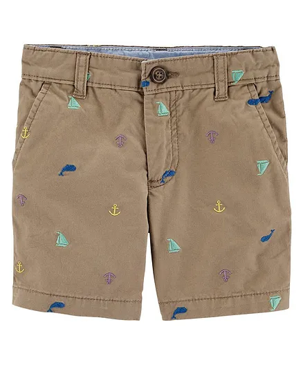 Carter's Schiffli Flat-Front Shorts - Brown