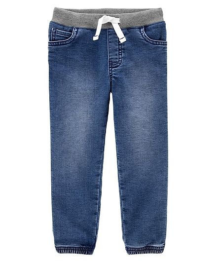 knit denim joggers