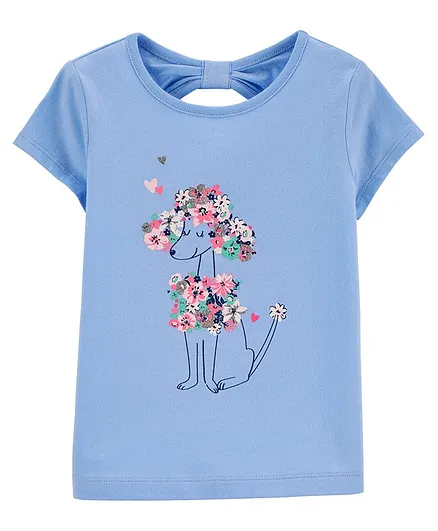 Carter's Floral Poodle Bow Back Jersey Tee - Blue