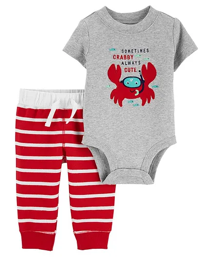 Carter's 2-Piece Crab Onesie with Pant Set  - Red Grey