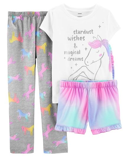 Carters Baby Girl 3-Piece Unicorn Poly Pajamas 18 Months