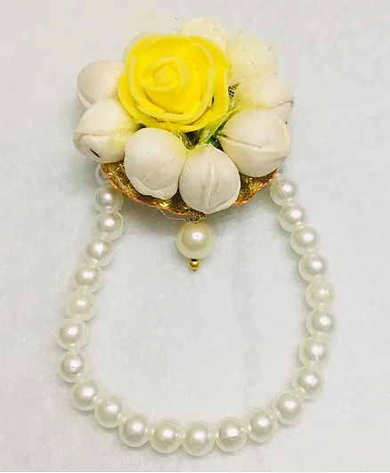 Funkrafts Rose Design Pearl Decorated Bracelet - Yellow