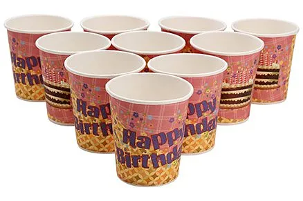 Karmallys Printed Paper Cups Happy Birthday Cake With Candle Print - 200 ml