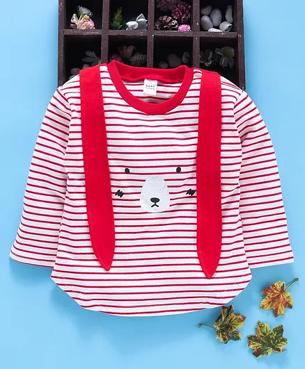 Meng Wa Full Sleeves Top Striped - Red