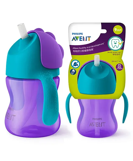 Avent Bendy Twin Handle Straw Cup - 200 ml (Color May Vary)