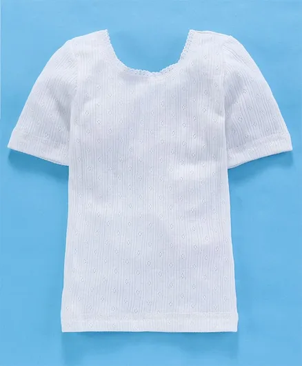 Kanvin Half Sleeves Thermal Vest - White