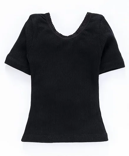 Kanvin Half Sleeves Thermal Vest - Black